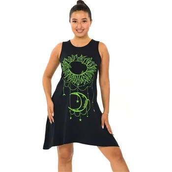 Dámské šaty Himalife Šaty Sun - černá se zelenou Velikost: S