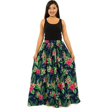 Dámská sukně Himalife Maxi sukně s kapsami Tiana - tmavě modrá se zelenou Velikost: S/M