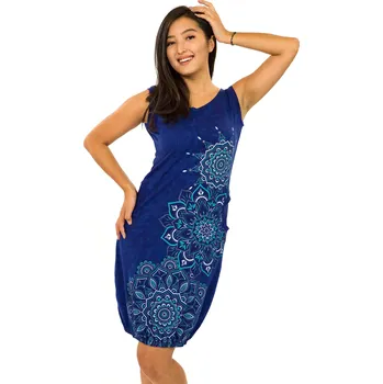 Dámské šaty Himalife Balonové šaty Lhasa - královská modrá Velikost: XXL - Móda pro plnoštíhlé, Oblečení nadměrné velikosti