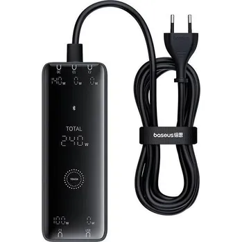 Nabíjecí stanice Baseus GaN Digital 240W 3xUSB-C, 1xUSB, 1xDC černá