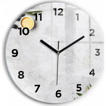 Hodiny Moderní skleněné nástěnné hodiny s potiskem Minimalistické olivy průměr 30 cm