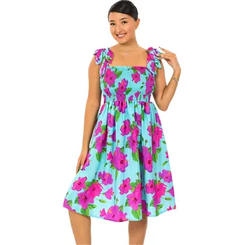 Dámské šaty Himalife Šaty-sukně 2v1 Nila Ibišek - tyrkysová s růžovou Velikost: L/XL - Móda pro plnoštíhlé, Oblečení nadměrné velikosti