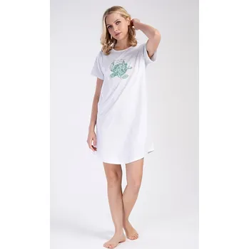 Dámská noční košile Dámská noční košile s krátkým rukávem Želva - světle šedá - M