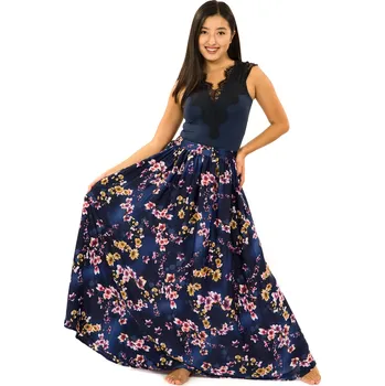 Dámská sukně Himalife Maxi sukně s kapsami Soha - tmavě modrá Velikost: XXL/3XL - Móda pro plnoštíhlé, Oblečení nadměrné velikosti