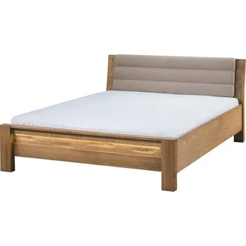 Postel Dvoulůžková postel Velvet II 76 160x200 z masivu s LED osvětlením dub Rustikal/Latte