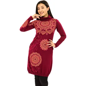 Dámská mikina Himalife Balonová šatomikina s rolákem Zaira - vínová Velikost: 4XL - Móda pro plnoštíhlé, Oblečení nadměrné velikosti