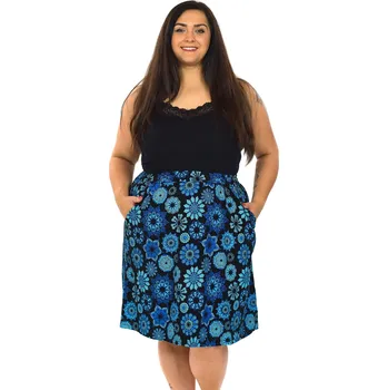 Dámská sukně Himalife Sukně Manua - černá s modrou Velikost: XXL/3XL - Móda pro plnoštíhlé, Oblečení nadměrné velikosti