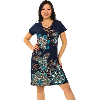 Dámské šaty Himalife Šaty Adana - tmavě modrá Velikost: 3XL - Móda pro plnoštíhlé, Oblečení nadměrné velikosti