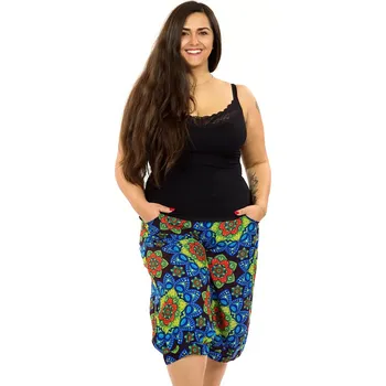 Dámské kraťasy Himalife Kraťasy Puri - černá s modrou Velikost: XXL/3XL - Móda pro plnoštíhlé, Oblečení nadměrné velikosti