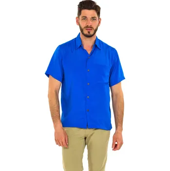 Pánská košile Himalife Pánská košile Plain - královská modrá Velikost: 4XL - Móda pro plnoštíhlé, Oblečení nadměrné velikosti