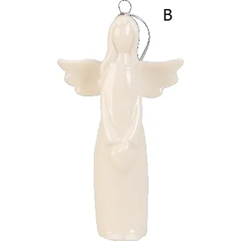 Vánoční dekorace Andělíček porcelánový bílý 10,5 cm k zavěšení varianta b Varianta: B