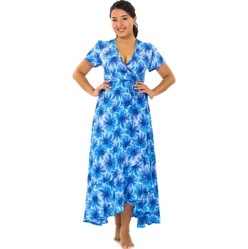 Dámské šaty Himalife Zavinovací šaty s volány Shira - tyrkysová Velikost: L