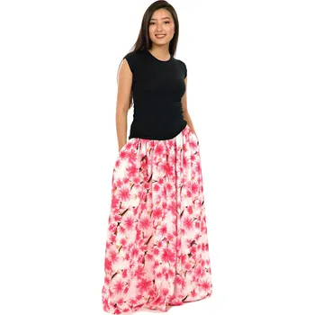 Dámská sukně Himalife Maxi sukně s kapsami Sakura - bílá Velikost: L/XL - Móda pro plnoštíhlé, Oblečení nadměrné velikosti