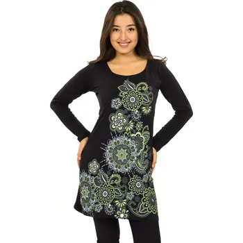 Dámské šaty Himalife Tunika Waimea - černá s limetkovou Velikost: 3XL - Móda pro plnoštíhlé, Oblečení nadměrné velikosti