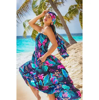 Dámské šaty Himalife Dlouhé šaty s kapsami Kihei - černá Velikost: XXL/3XL - Móda pro plnoštíhlé, Oblečení nadměrné velikosti