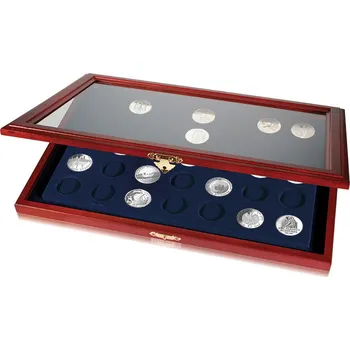 Obal pro sběratelský předmět SAFE Elegantní dřevěná vitrína na 20 mincí do Ø 26 mm