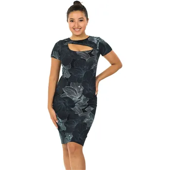 Dámské šaty Himalife Šaty Lily - černá s bílou Velikost: XXL - Móda pro plnoštíhlé, Oblečení nadměrné velikosti