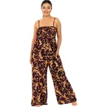 Himalife Kalhotový overal s kapsami Persia - vínová se zlatou Velikost: XXL/3XL - Móda pro plnoštíhlé, Oblečení nadměrné velikosti