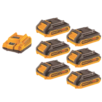 Ingco FBCLI2062 Set nabíječka + 6ks baterie 2,0A pro Li-ion baterie 20V