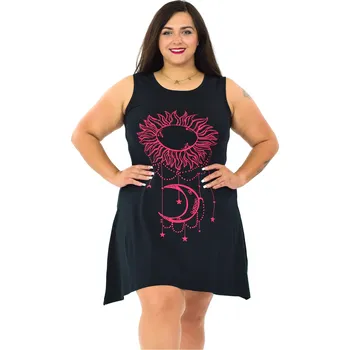 Dámské šaty Himalife Šaty Sun - černá s červenou Velikost: 3XL - Móda pro plnoštíhlé, Oblečení nadměrné velikosti