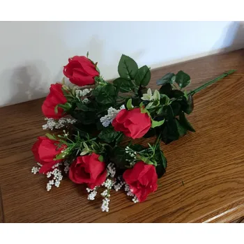 umělá květina Kytice růží 6 květů, červená