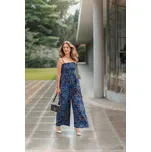 Himalife Kalhotový overal s kapsami Runa - tmavě modrá se zlatou Velikost: XXL/3XL - Móda pro plnoštíhlé, Oblečení nadměrné velikosti