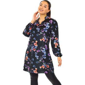 Dámské šaty Himalife Košilové šaty Soha - černé Velikost: 4XL - Móda pro plnoštíhlé, Oblečení nadměrné velikosti