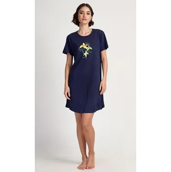Dámská noční košile Dámská noční košile s krátkým rukávem Paula - tmavě modrá - S