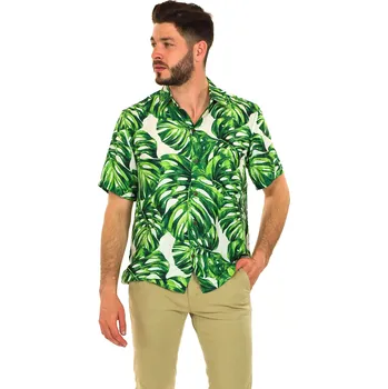 Pánská košile Himalife Pánská košile Monstera - zelená s bílou Velikost: S