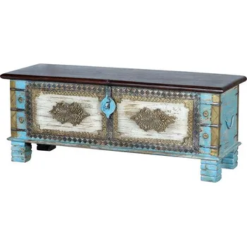 Truhla Orientální dřevěná truhla Macue Blue 116cm mango