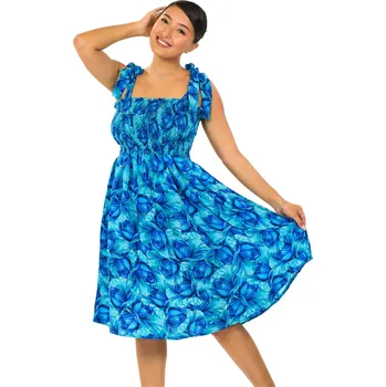 Dámské šaty Himalife Šaty-sukně 2v1 Nila Rose - tyrkysová s modrou Velikost: XXL/3XL - Móda pro plnoštíhlé, Oblečení nadměrné velikosti