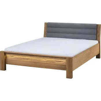 Postel Dvoulůžková postel Velvet II 76 160x200 z masivu s LED osvětlením dub Rustikal/šedá