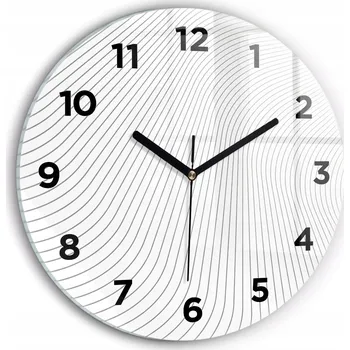 Hodiny Moderní skleněné hodiny s grafikou na zeď Linie abstrakce kulatý průměr 30 cm