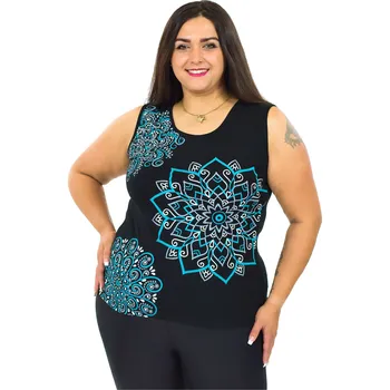 Himalife Tílko Pixie - černá s tyrkysovou Velikost: 4XL - Móda pro plnoštíhlé, Oblečení nadměrné velikosti