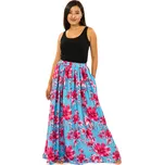 Himalife Maxi sukně s kapsami Kora - tyrkysová s růžovou Velikost: XXL/3XL - Móda pro plnoštíhlé, Oblečení nadměrné velikosti