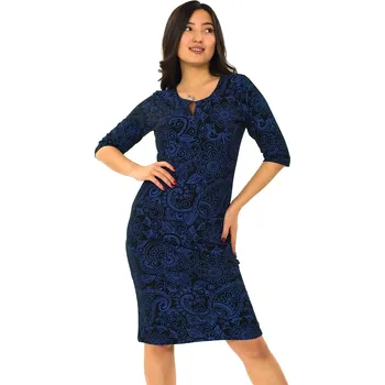 Dámské šaty Himalife Šaty Savana - černá s modrou Velikost: 4XL - Móda pro plnoštíhlé, Oblečení nadměrné velikosti