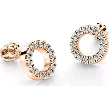 Náušnice Dámské náušnice růžové zlato 585/1000 přírodní diamant 0.144 ct G/SI kroužky s brilianty 10980-CV-DIA