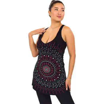 Dámské šaty Himalife Mini šaty Trisha - černá s červenou Velikost: XL - Móda pro plnoštíhlé, Oblečení nadměrné velikosti