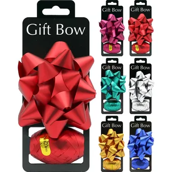 Stuha Rozeta 95 mm + stuha 5 mm x 10 m (mix 6 metalických barev) na blistru