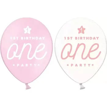Balónek Latexové balónky růžové 1. narozeniny 30 cm 6 ks