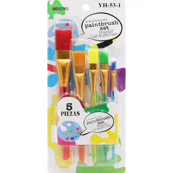 Umělecký štětec Sada barevných štětců (5 ks) plochých Jumbo