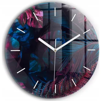 Hodiny Čtvercové Skleněné Hodiny Minimalistické Nástěnné Exotické květy průměr 60 cm