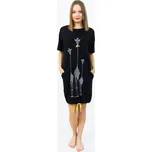 Dámské domácí šaty s krátkým rukávem Žirafy - černá - S