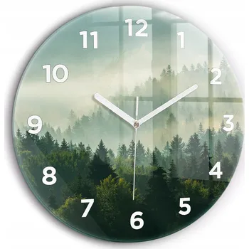 Hodiny Minimalistické Kulatý Skleněné Nástěnné Hodiny Východ slunce Beskydy průměr 60 cm