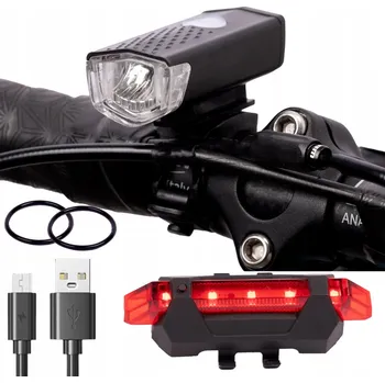 Cyklosvítilna SVĚTLO NA KOLO PŘEDNÍ ZADNÍ LED SADA 7 REŽIMŮ OSVĚTLENÍ LED 300 lm ČERNÁ