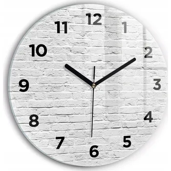 Hodiny Moderní skleněné foto hodiny na zeď Dřevěné panely vzor kulatý průměr 30 cm