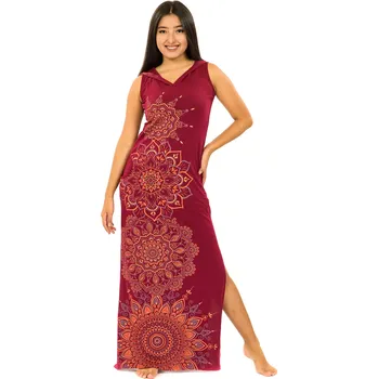 Dámské šaty Himalife Dlouhé šaty s kapucí Hanalei - vínová Velikost: XXL - Móda pro plnoštíhlé, Oblečení nadměrné velikosti