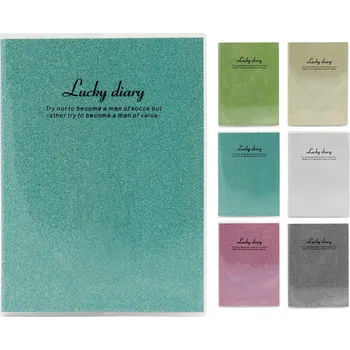 Diář Poznámkový blok / diář A6 s podšívkou, 80 listů, obal z PVC (mix 6 třpytivých barev)