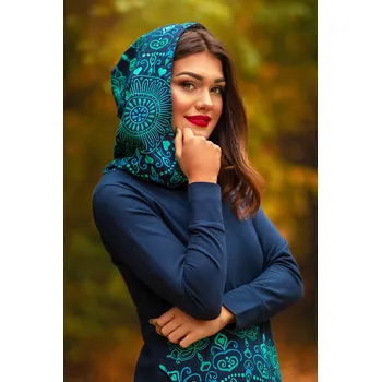 Dámská mikina Himalife Šatomikina s maxi kapucí&nbsp;Nayla - tmavě modrá Velikost: XXL - Móda pro plnoštíhlé, Oblečení nadměrné velikosti