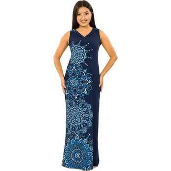 Dámské šaty Himalife Dlouhé šaty s kapucí Hanalei - modrá Velikost: 3XL - Móda pro plnoštíhlé, Oblečení nadměrné velikosti